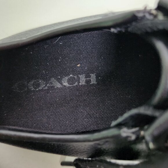 Coach Empire Zipper Black Leather Low Top Sneakers Size 8B - Picture 5 of 6